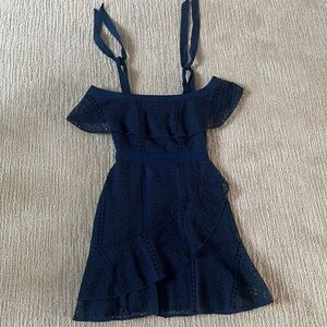 Chelsea28 Blue Off the Shoulder Tie dress